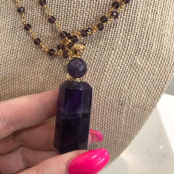 Amethyst Perfume Bottle Pendant Necklace - Picture 4 of 8